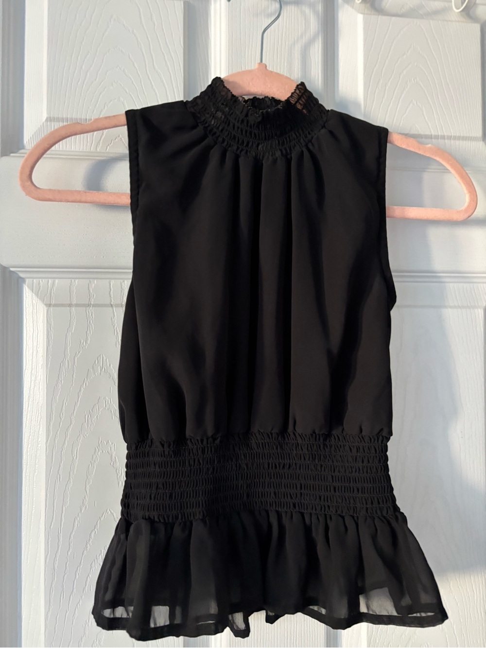 Black Smocked Waist Sleeveless top XS